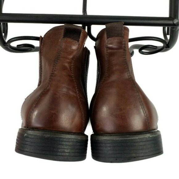 Johnston Murphy Cardell Leather Chelsey Ankle Boots Mens Brown 8M Side Gore - Picture 9 of 10